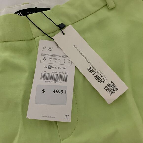 Women's  Zara lime green wide leg trouser pants, size S office/work wear elegant - Picture 5 of 6